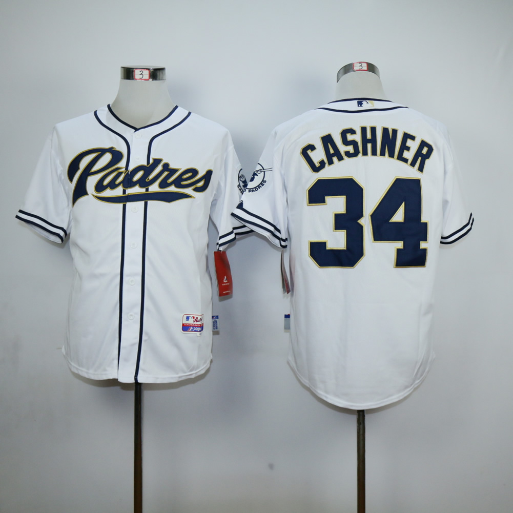 Men San Diego Padres 34 Cashner White MLB Jerseys